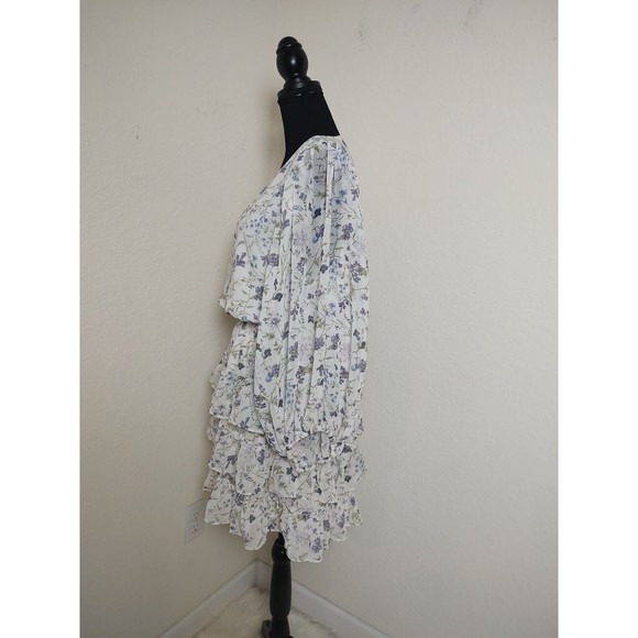 EXPRESS FLORAL SMOCKED WAIST TIERED RUFFLE MINI DRESS SZ XL - Picture 4 of 11